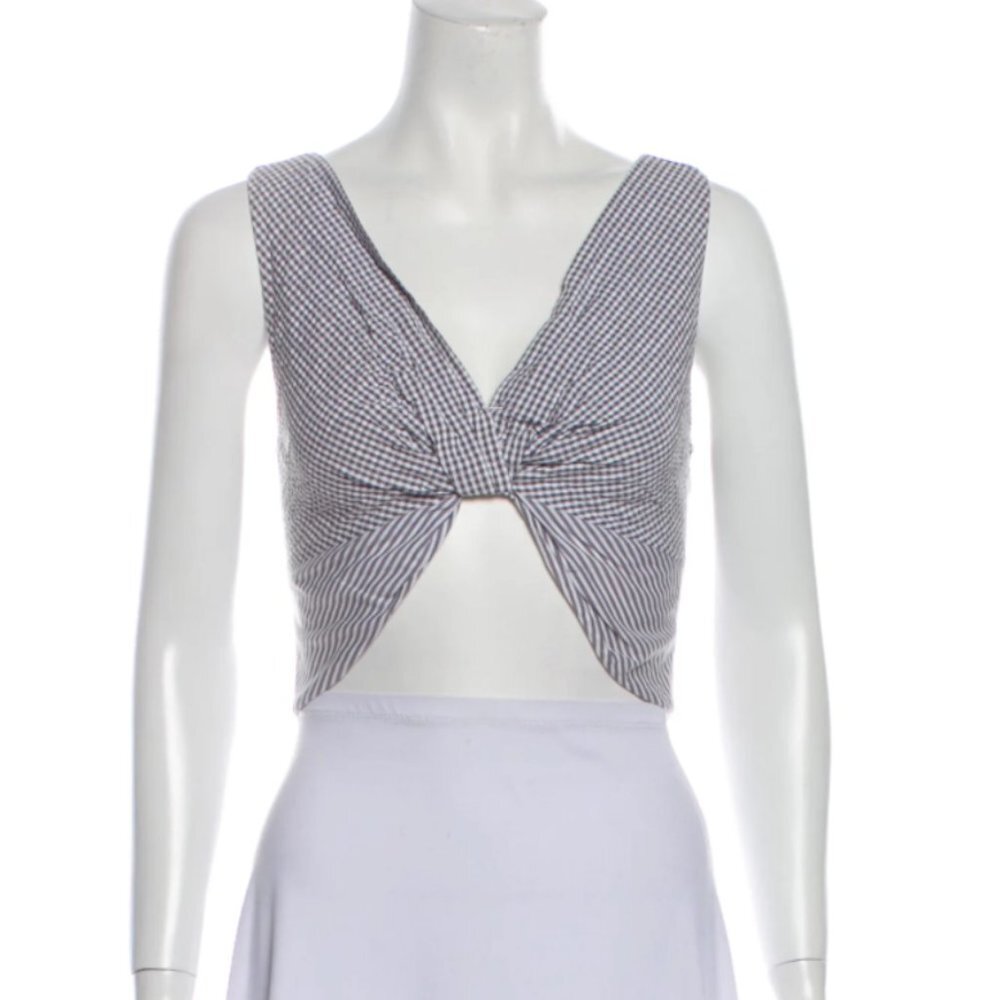 Thakoon Plaid Print V-Neck Crop Top